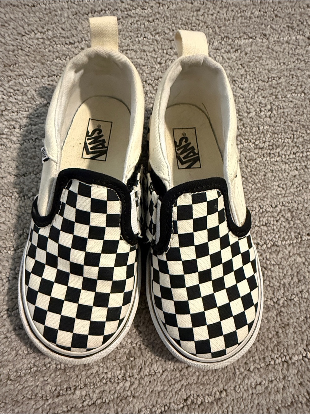 Vans Kids Slip-On Checkerboard Sneakers in Black and White